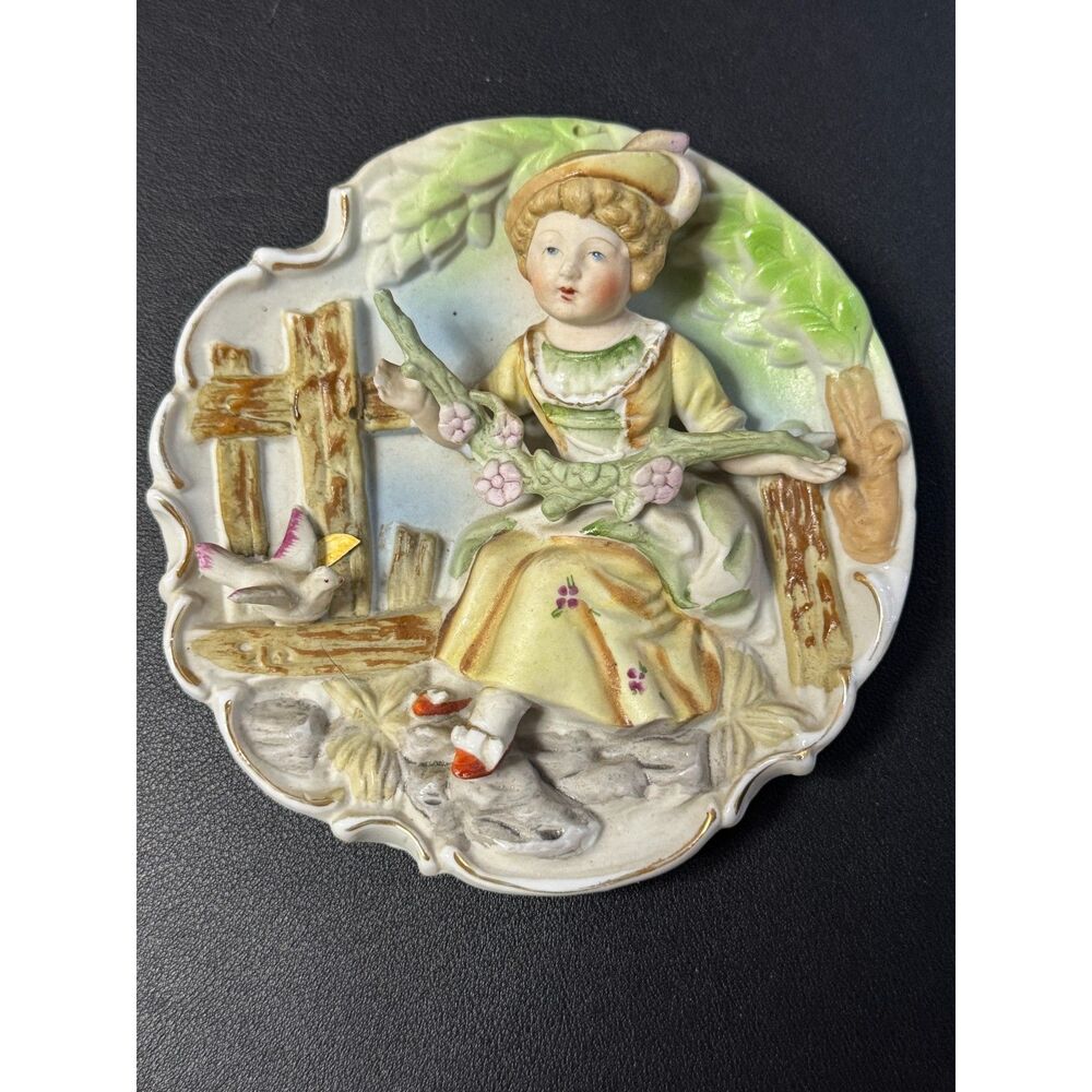 Andrea Vintage Porcelain Wall Hanging - Hand Painted - Japan